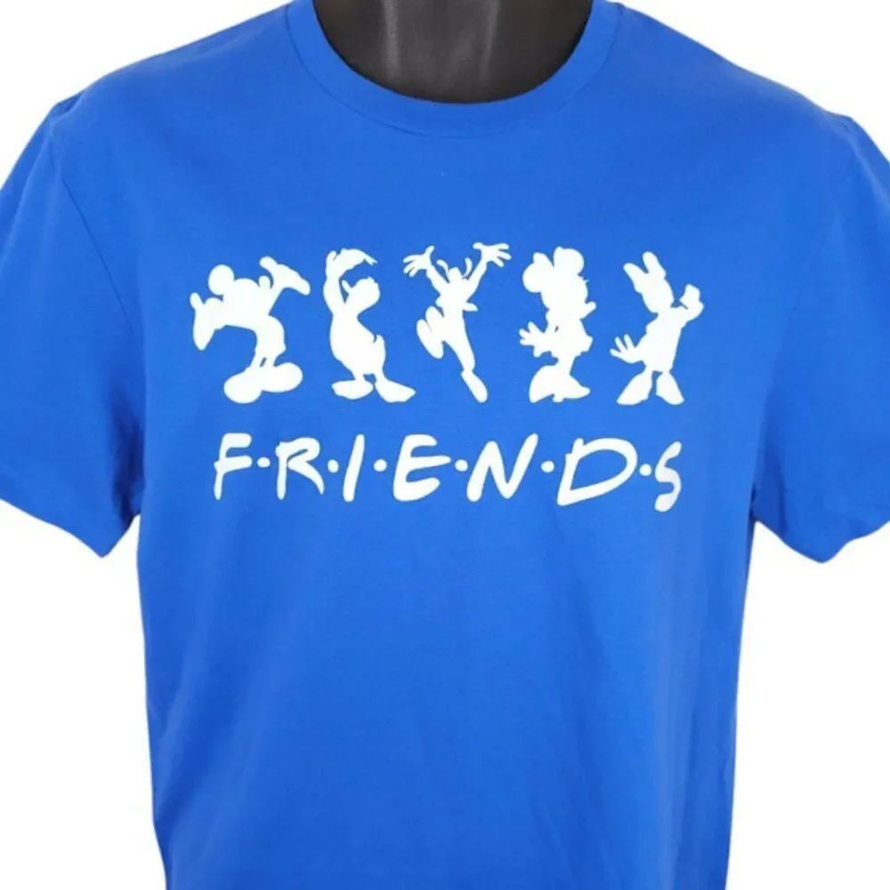Disney Friends T Shirt Mens Size Medium Blue Mickey Minnie Mouse Goofy Daffy